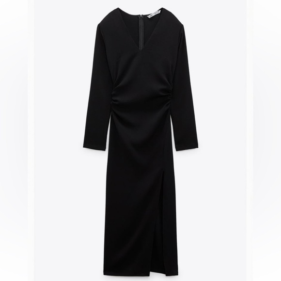 Zara - Ruched Waist Midi Dress - NEW - Picture 1 of 3